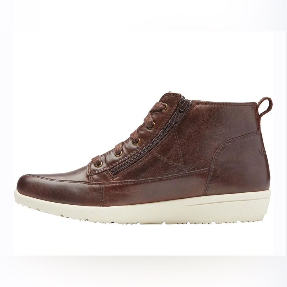 Vionic Women’s Shawna Brown Leather High-Top Sneakers